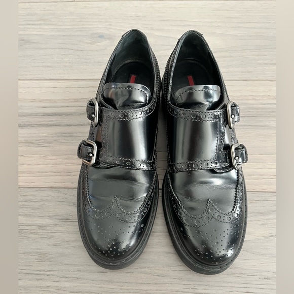 Prada Shoes - PRADA Classic Black Double Monk Strap Brogues - Women's